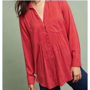 Anthropologie Maeve Matilda red and white polka dot blouse size S